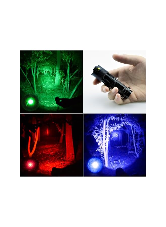 promass Red Green Blue LED Flashlights 3 Pack, Red Light Green Light Blue Light Flashlight, Red Green Blue Lights Flashlight LED Lights Torch Outdoor - Image 3