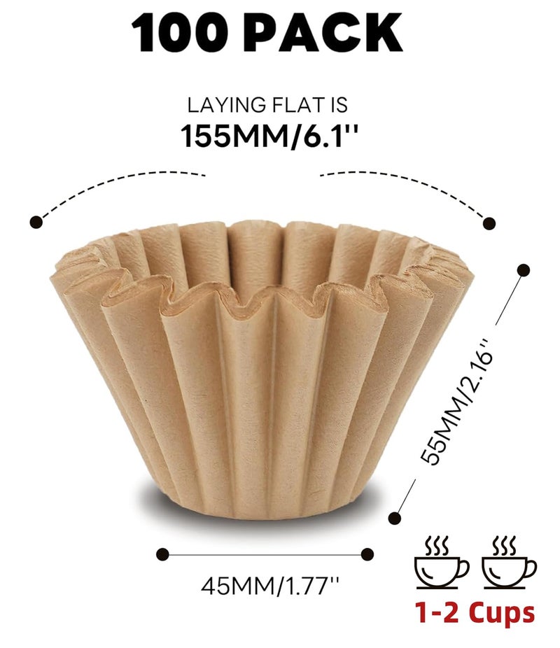 Brew Choice Disposable Small Coffee Filters,100PCS Unbleached Basket Coffee Paper Filter for Ninja Pods & Grounds Specialty Single-Serve Coffee Maker PB051 PB041, Kalita Wave Dripper 155, 1-2 Cup - Image 2
