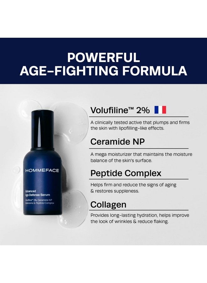 HOMMEFACE مصل مضاد للشيخوخة من Advanced Age Defense للرجال مع 2% من السيراميد والكولاجين وحمض الهيالورونيك والببتيدات 1.69 أونصة سائلة. - Image 5