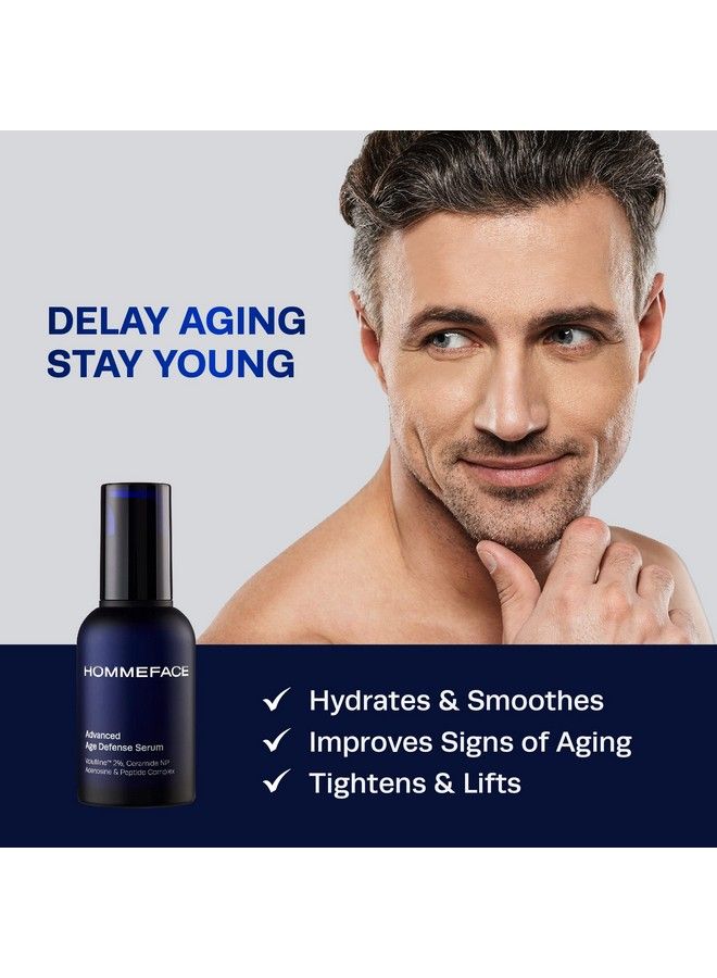 HOMMEFACE مصل مضاد للشيخوخة من Advanced Age Defense للرجال مع 2% من السيراميد والكولاجين وحمض الهيالورونيك والببتيدات 1.69 أونصة سائلة. - Image 4