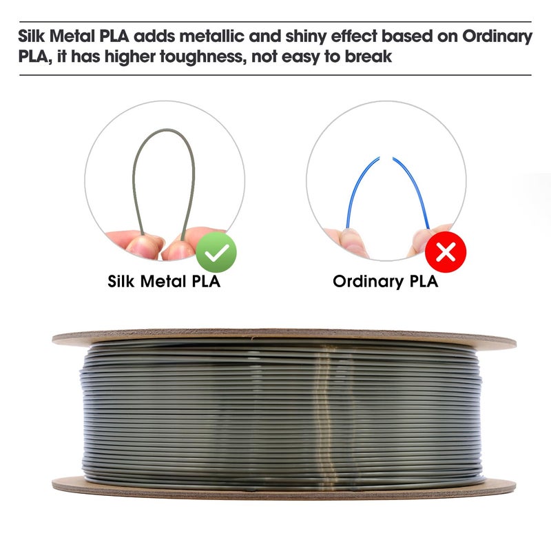 eSUN Silk Metal PLA Filament 1.75mm, Silky Metallic 3D Printer Filament PLA, Dimensional Accuracy +/- 0.05mm, 1KG Spool (2.2 LBS) 3D Printing Filament for 3D Printers, Silk Bronze - Image 5