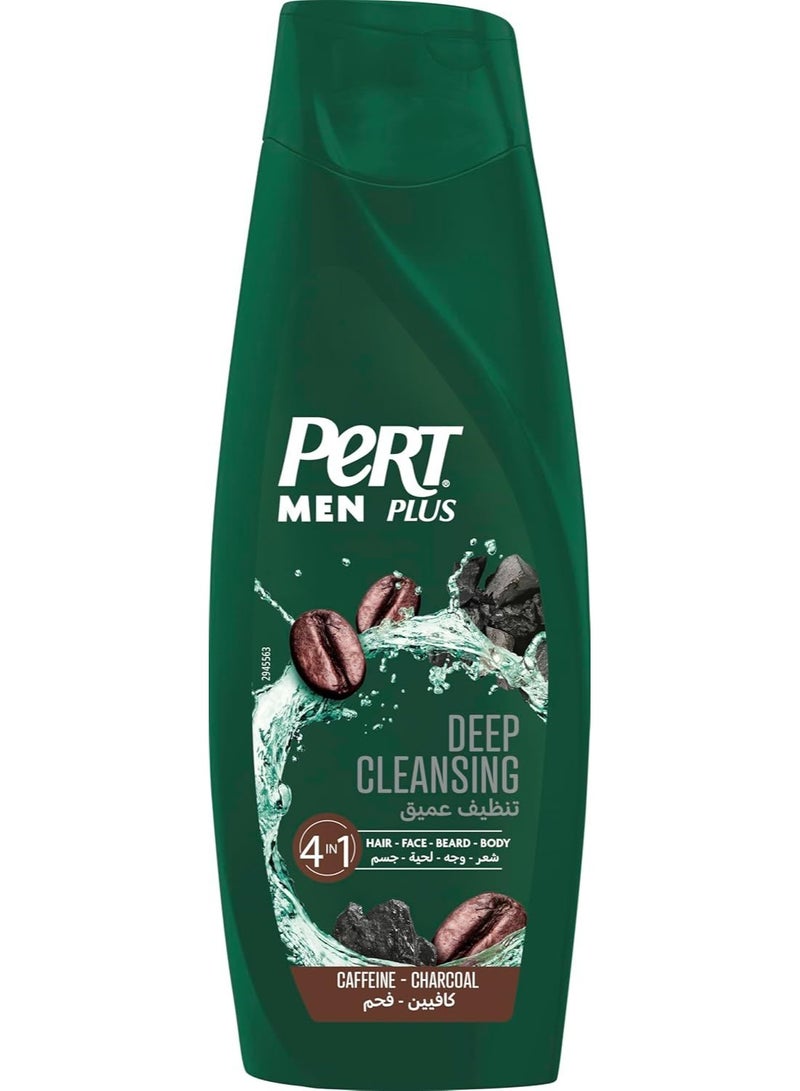 PERT PLUS 4 In 1 Caffeine And Charcoal Deep Cleansing Shampoo For Men 360 ML - Image 1