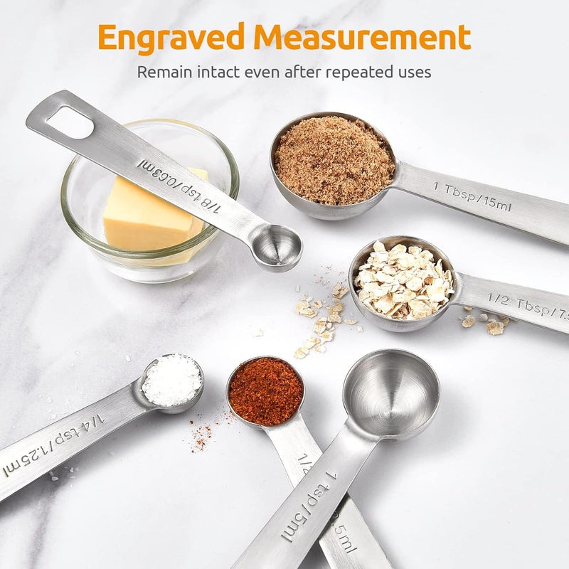 U-Taste Light & sturdy 18/8 Stainless Steel Measuring Spoons, Metal Measure Spoon Set of 9 Piece: 1/16 TSP, 1/8 TSP, 1/4 TSP, 1/3 TSP, 1/2 TSP, 3/4 TSP, 1 TSP, 1/2 tbsp & 1 tbsp Dry and Liquid Ingredients Easy hand assemble compatible - Image 4