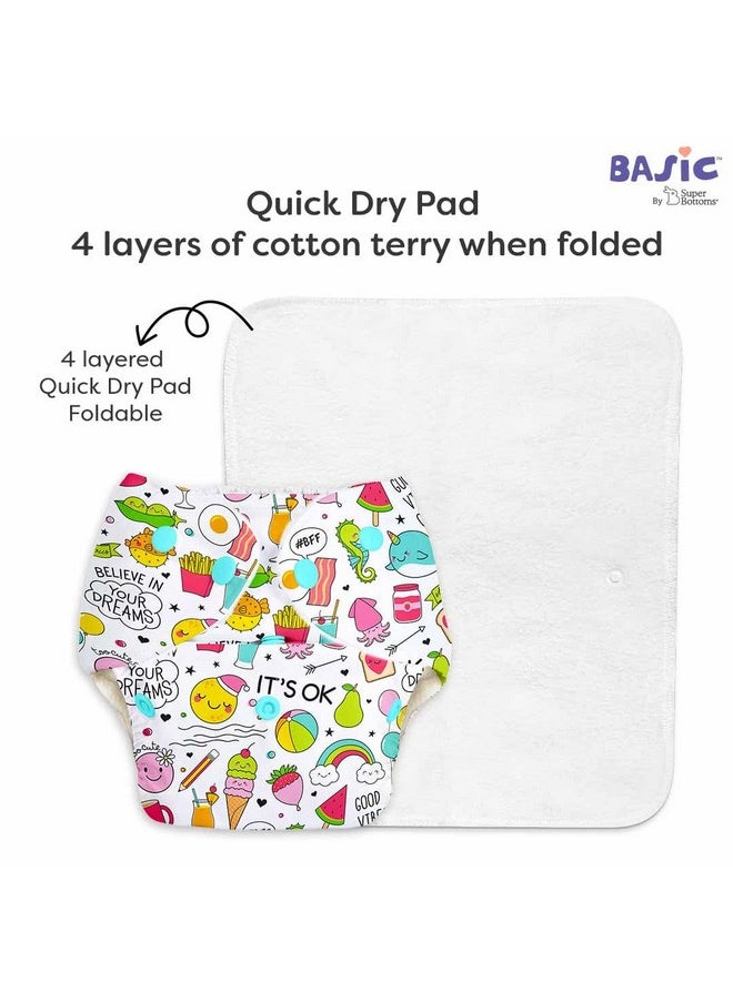 Superbottoms SuperBottoms BASIC Pack of 2 Diaper+2 Inserts, Combo Pack of Assorted Freesize Washable and reusable cloth diaper with dry feel soakers,Unisex Baby (5-17kgs)  - Image 5