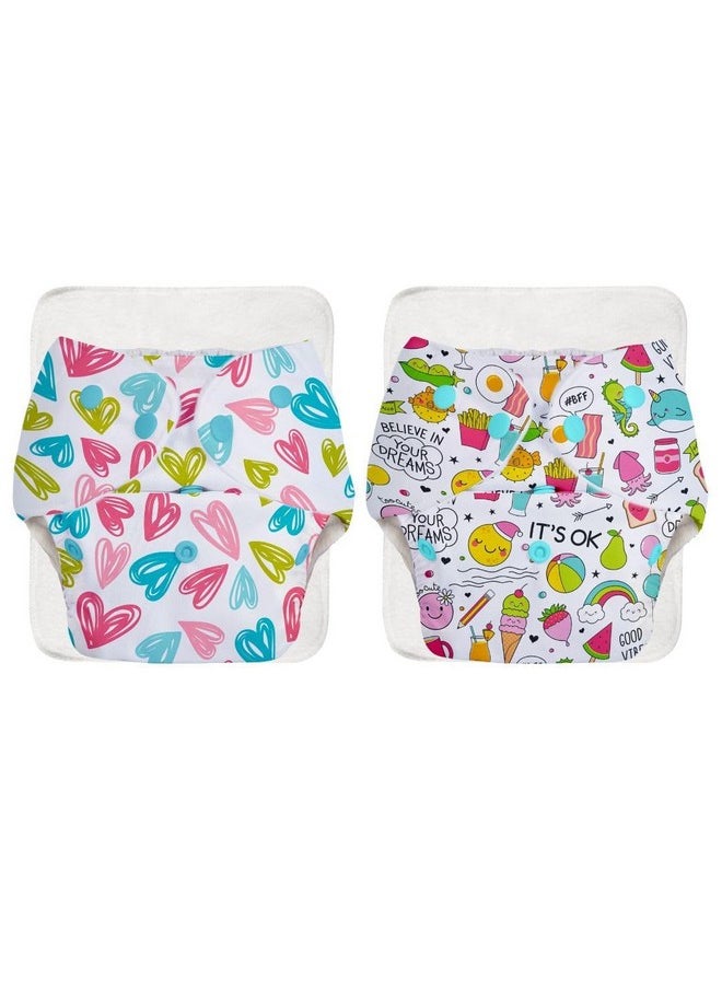 Superbottoms SuperBottoms BASIC Pack of 2 Diaper+2 Inserts, Combo Pack of Assorted Freesize Washable and reusable cloth diaper with dry feel soakers,Unisex Baby (5-17kgs)  - Image 1