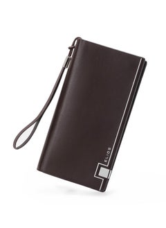 Elios Elios Women's Large Capacity PU Leather Clutch Wallet Card Phone Holder Organizer Ladies Purse with Wrist Strap (Brown)  - Image 1