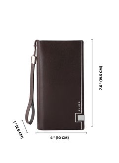 Elios Elios Women's Large Capacity PU Leather Clutch Wallet Card Phone Holder Organizer Ladies Purse with Wrist Strap (Brown)  - Image 5