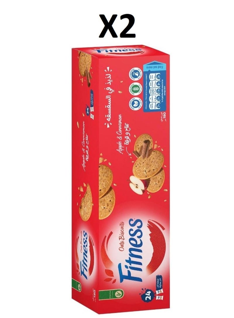 Nestlé Fitness Apple & Cinnamon Oats Biscuits, Pack of 2, 240g Each (Total 48 Pieces)