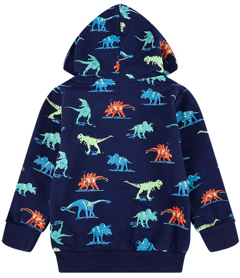 Popshion Toddler Boys Jacket Cartoon Dinosaur Animal Zipper Spring Autumn Hoodies Coat for Kids 1-7 Years(Cute Dinosaur-8039 130) - Image 2