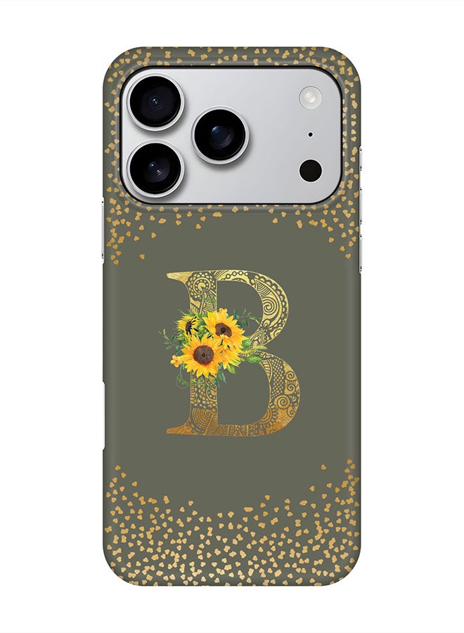 Stylizedd For iPhone 17 Pro,Case, [Compatible with MagSafe] Magnetic cover Slim fit Protection Matte, - Custom Floral Monogram - B  (Olive Green ) - Image 1