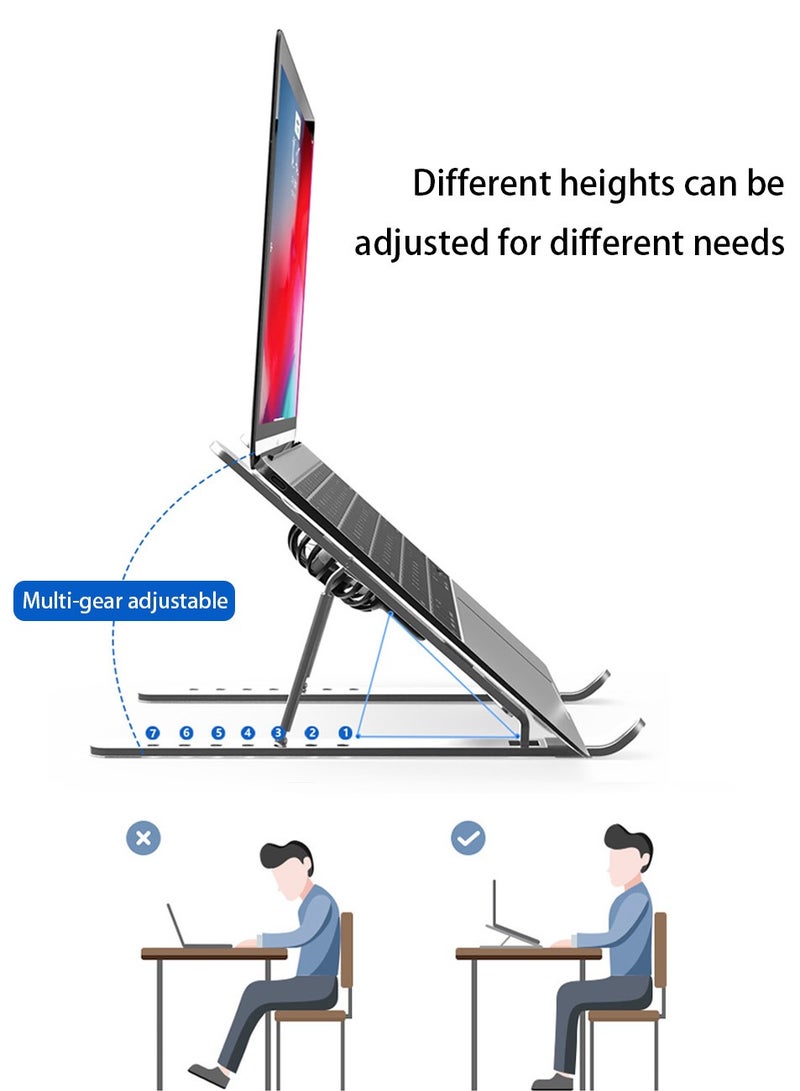 Foldable Aluminum Alloy Laptop Stand, With Fan, Adjustable Level Height, Ergonomic Height Laptop Lift, For MacBook Pro 2021 Air, Chromebook, iPad Pro/Air and More (Black)  - Image 3