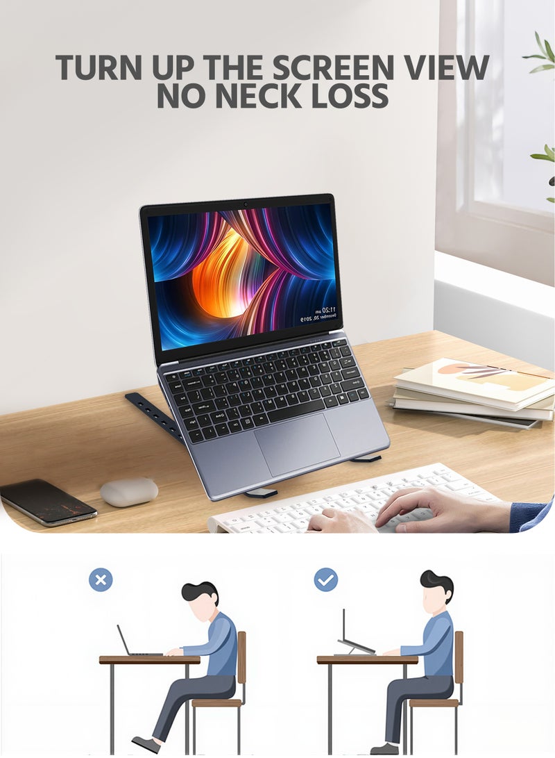 Foldable Aluminum Alloy Laptop Stand, With Fan, Adjustable Level Height, Ergonomic Height Laptop Lift, For MacBook Pro 2021 Air, Chromebook, iPad Pro/Air and More (Black) - Image 4