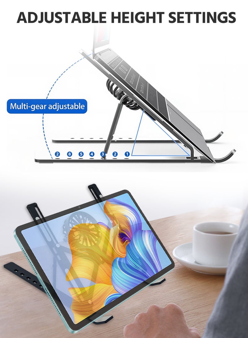 Foldable Aluminum Alloy Laptop Stand, With Fan, Adjustable Level Height, Ergonomic Height Laptop Lift, For MacBook Pro 2021 Air, Chromebook, iPad Pro/Air and More (Black) - Image 5
