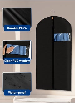 LEOKOR 9 Pack Garment Bag Suit Bag Dust-proof and Moisture-proof Garment Bags with Zipper, Env-friendly Breathable Storage Hanging Garment Rack Cover Suitable for Suit, Coat, Clothes Storage, Black 60*120CM  - Image 2