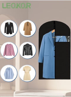 LEOKOR 9 Pack Garment Bag Suit Bag Dust-proof and Moisture-proof Garment Bags with Zipper, Env-friendly Breathable Storage Hanging Garment Rack Cover Suitable for Suit, Coat, Clothes Storage, Black 60*120CM  - Image 3