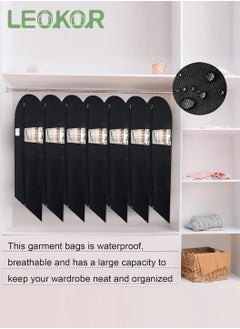 LEOKOR 9 Pack Garment Bag Suit Bag Dust-proof and Moisture-proof Garment Bags with Zipper, Env-friendly Breathable Storage Hanging Garment Rack Cover Suitable for Suit, Coat, Clothes Storage, Black 60*120CM  - Image 5