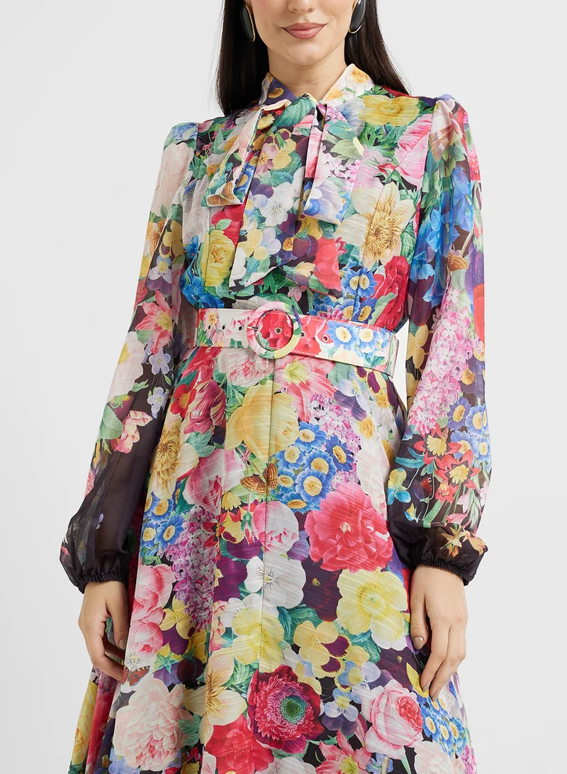 Khizana Floral Chiffon Maxi Dress