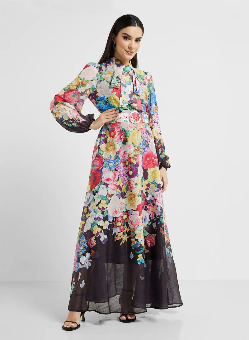 Khizana Floral Chiffon Maxi Dress