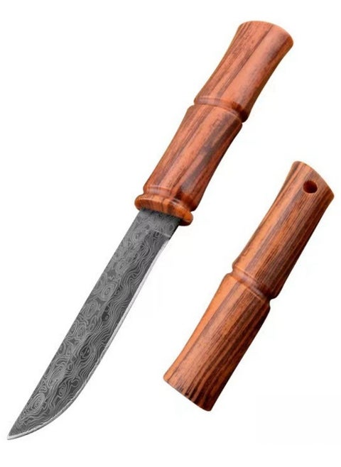 Stainless Steel Bamboo Outdoor Kitchen Knife Portable Camping Handle Knife