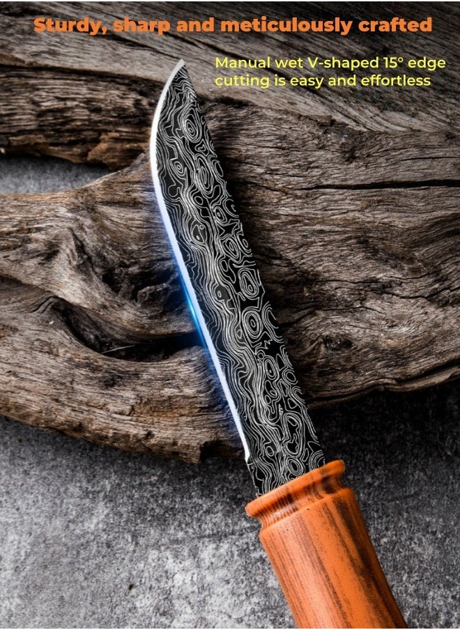 Stainless Steel Bamboo Outdoor Kitchen Knife Portable Camping Handle Knife