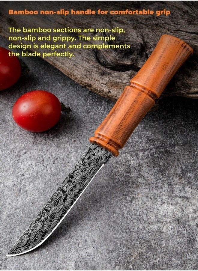 Stainless Steel Bamboo Outdoor Kitchen Knife Portable Camping Handle Knife