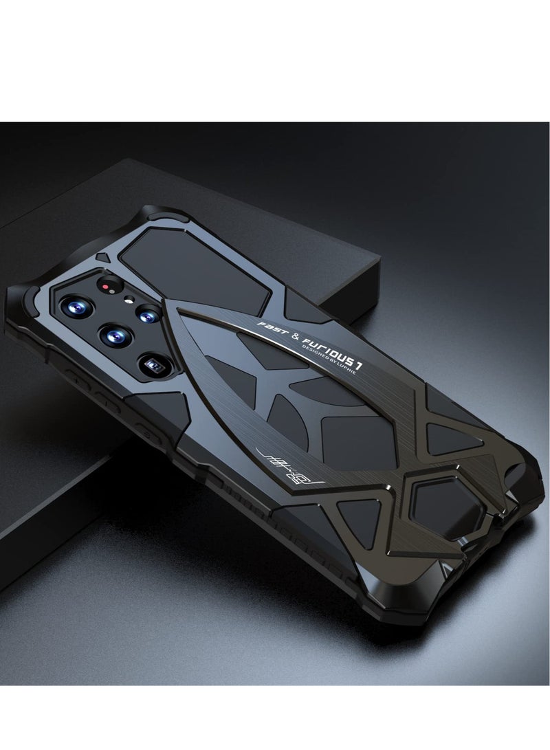For Samsung S23 Ultra Phone Case, Metal Hard Armor Phone Cover with Camera Protection Heavy Duty metalicas Military Grade, Suitable for Galaxy S23 Ultra 5G 2023 Phone Case (Silver)