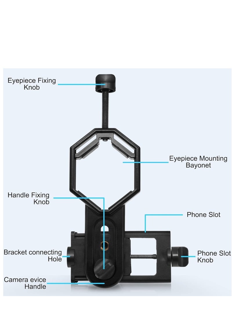 SYOSI - Universal Telescope Phone Mount, Quick Aligned Telescope Smart Phone Adapter Holder, Compatible with Spotting Scope, Telescope, Microscope, Monocular, Binocular, Fit All Brands of Smartphones - Image 1