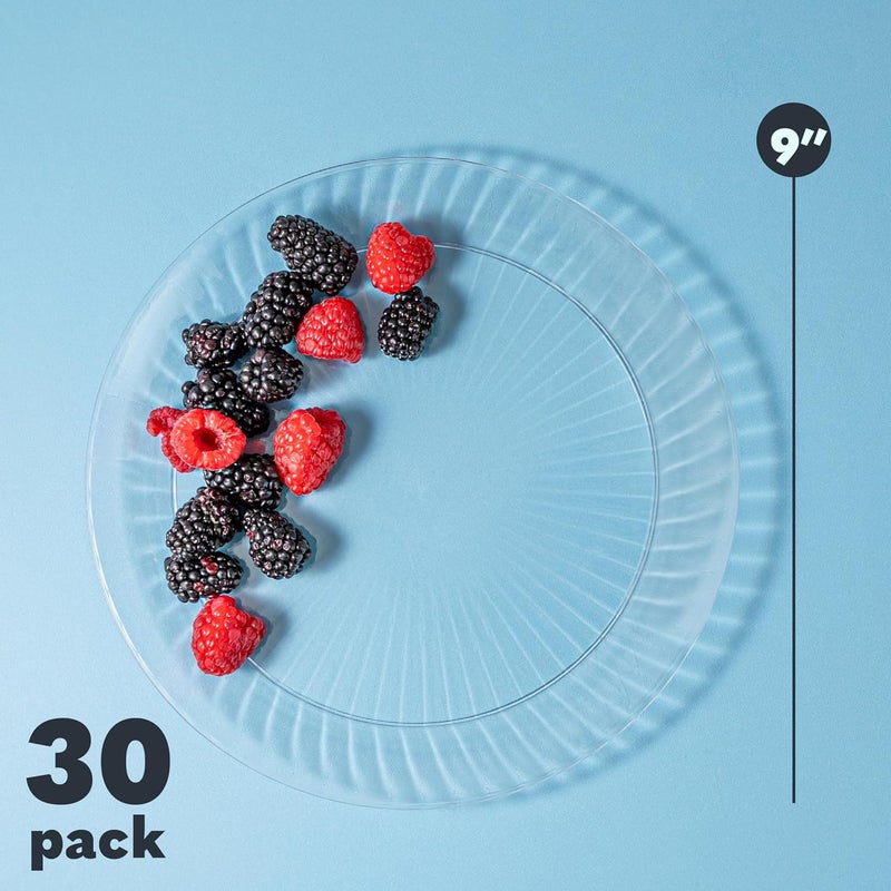 PLASTICPRO 30 Pack Crystal Like Clear Disposable 9 inch Plastic Plates Dinner Dishes Plates for Special Occasions Parties - Image 5