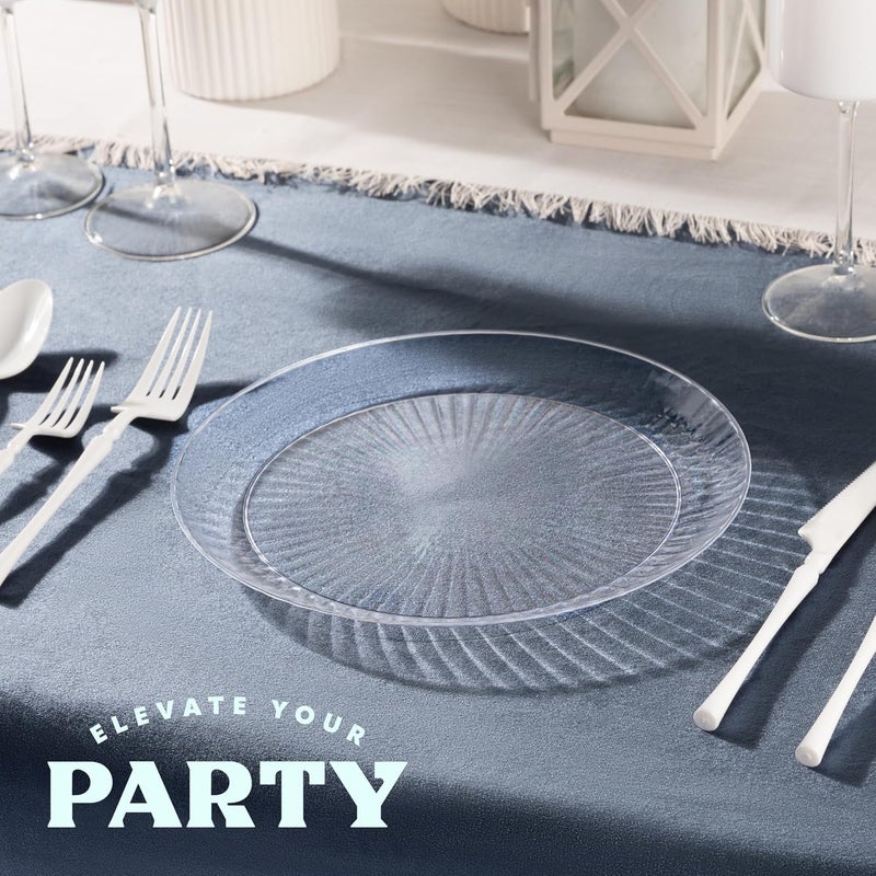 PLASTICPRO 30 Pack Crystal Like Clear Disposable 9 inch Plastic Plates Dinner Dishes Plates for Special Occasions Parties - Image 4