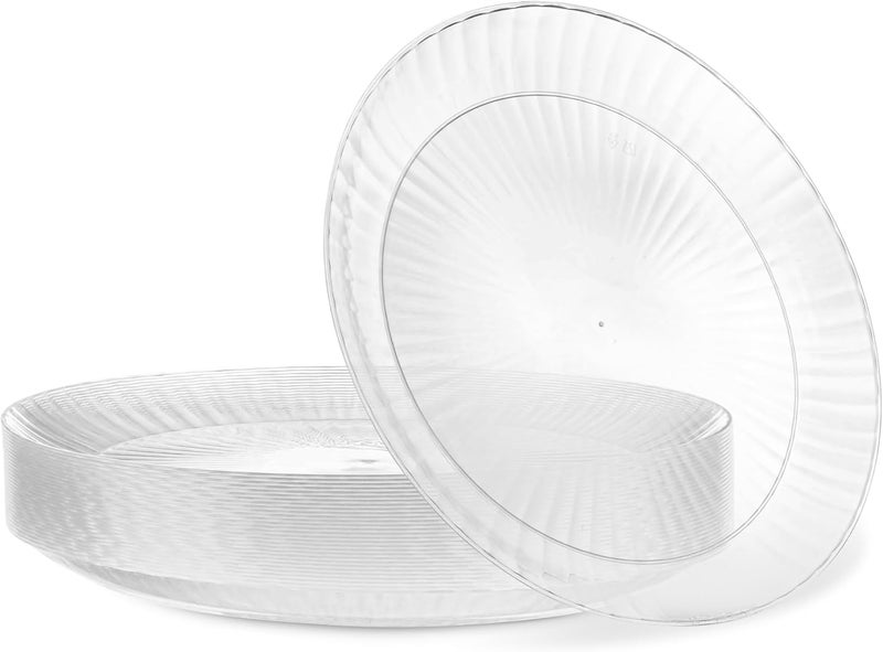 PLASTICPRO 30 Pack Crystal Like Clear Disposable 9 inch Plastic Plates Dinner Dishes Plates for Special Occasions Parties - Image 1