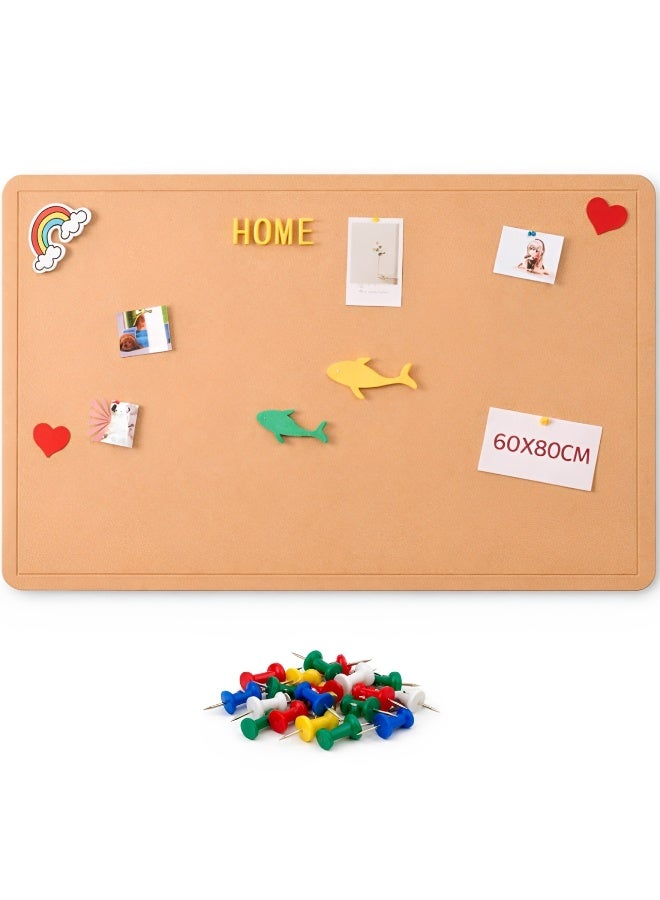 Felt Bulletin Board 60 x 80cm with Push Pins, Decorative Wall Pin Board for Photos, Notes, Memo, Vision Board & Mood Board for Home, Office, School - Image 1