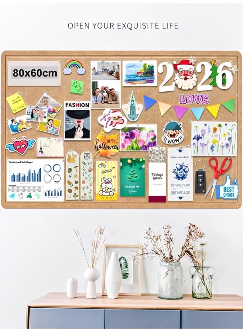 Felt Bulletin Board 60 x 80cm with Push Pins, Decorative Wall Pin Board for Photos, Notes, Memo, Vision Board & Mood Board for Home, Office, School - Image 2