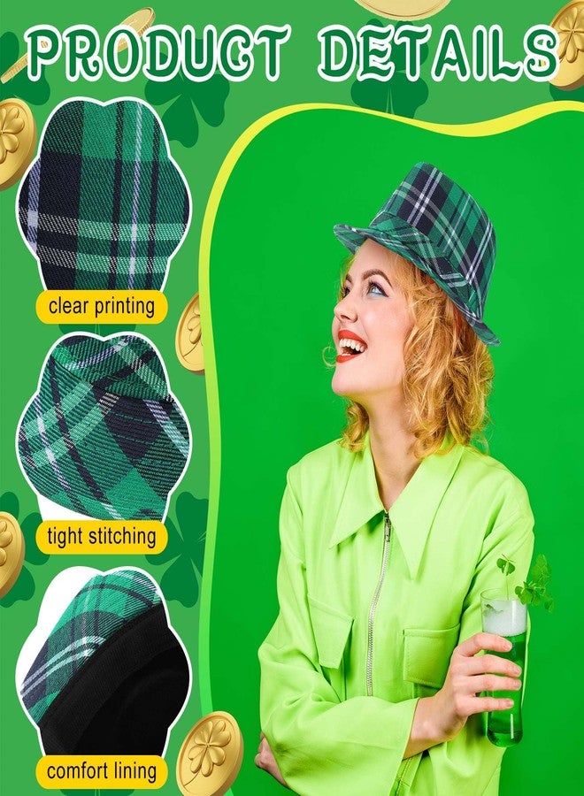 Silicherry 24 Pcs St. Patrick's Day Hat Bulk Green Irish Plaid Fabric Hat St. Patricks Day Party Cap Gifts for Women Men Irish Cap Costume Accessories - Image 3