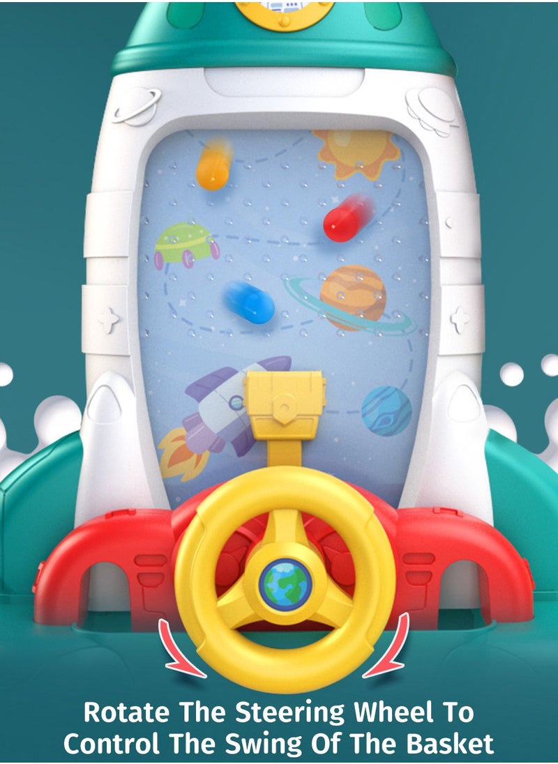 Moovant - Interactive Sensory Toys with Steering Wheel, Focused Educational Space Rocket Ball Catching Game Toy for Kids, Parent-Child Interactive Rolling Bean Toss Toy, Desktop Sound and Light Electric Spiral Ramp Ball Toy with Removable Table Legs - Image 1