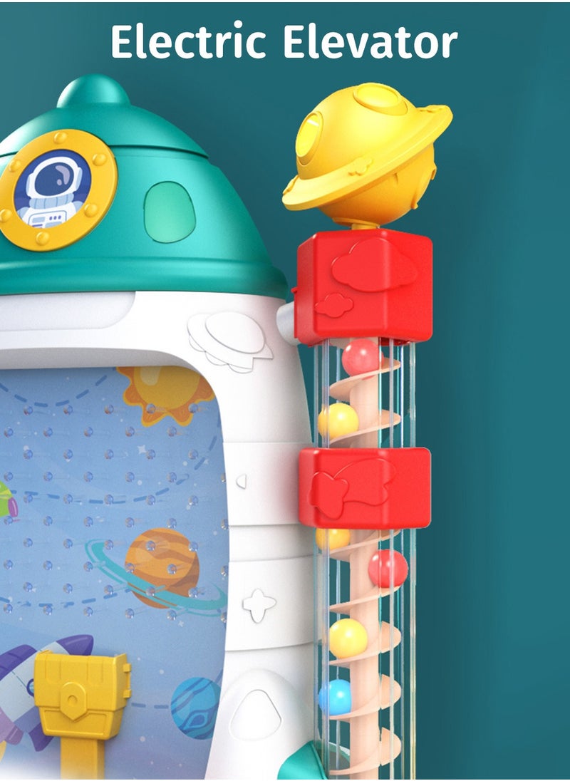 Moovant - Interactive Sensory Toys with Steering Wheel, Focused Educational Space Rocket Ball Catching Game Toy for Kids, Parent-Child Interactive Rolling Bean Toss Toy, Desktop Sound and Light Electric Spiral Ramp Ball Toy with Removable Table Legs - Image 1