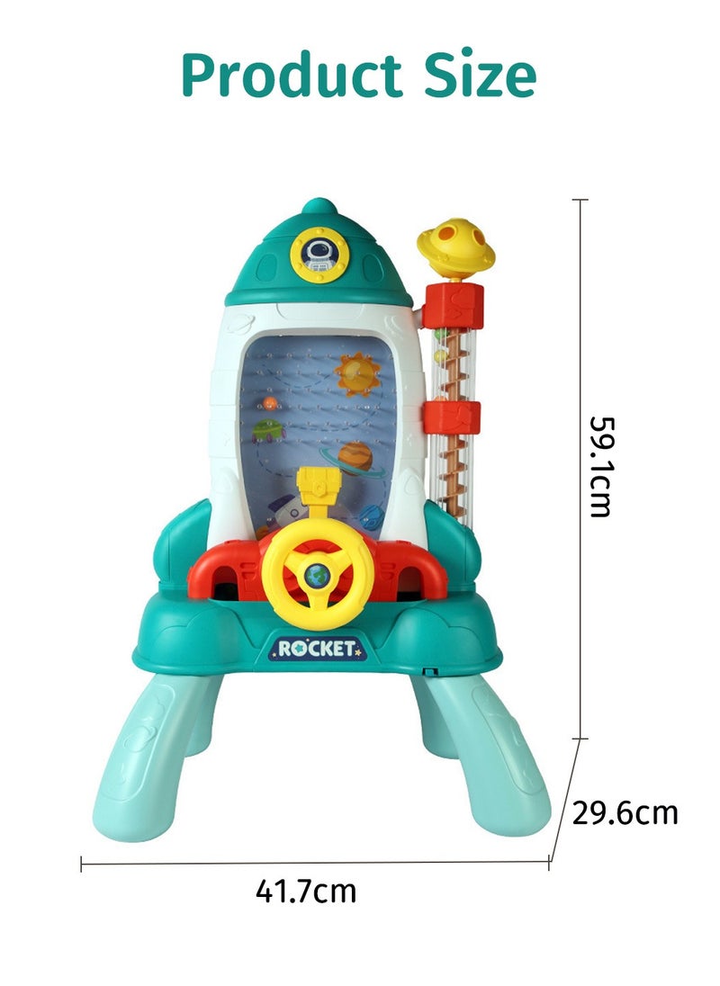 Moovant - Interactive Sensory Toys with Steering Wheel, Focused Educational Space Rocket Ball Catching Game Toy for Kids, Parent-Child Interactive Rolling Bean Toss Toy, Desktop Sound and Light Electric Spiral Ramp Ball Toy with Removable Table Legs - Image 1