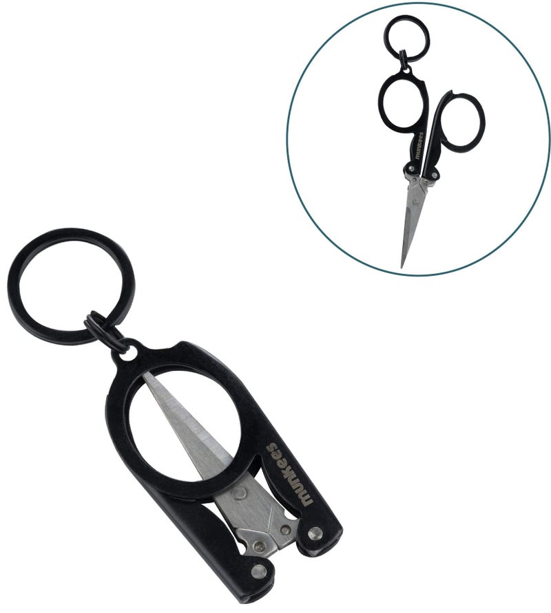 AceCamp Munkees Mini Folding Scissors Keychain - Stainless Steel Portable & Foldable Travel Cutter Pocket Key Ring - Small Key Chain, Scissor Tool for Crafting, Emergency, Survival, Camping & Outdoors - Image 3