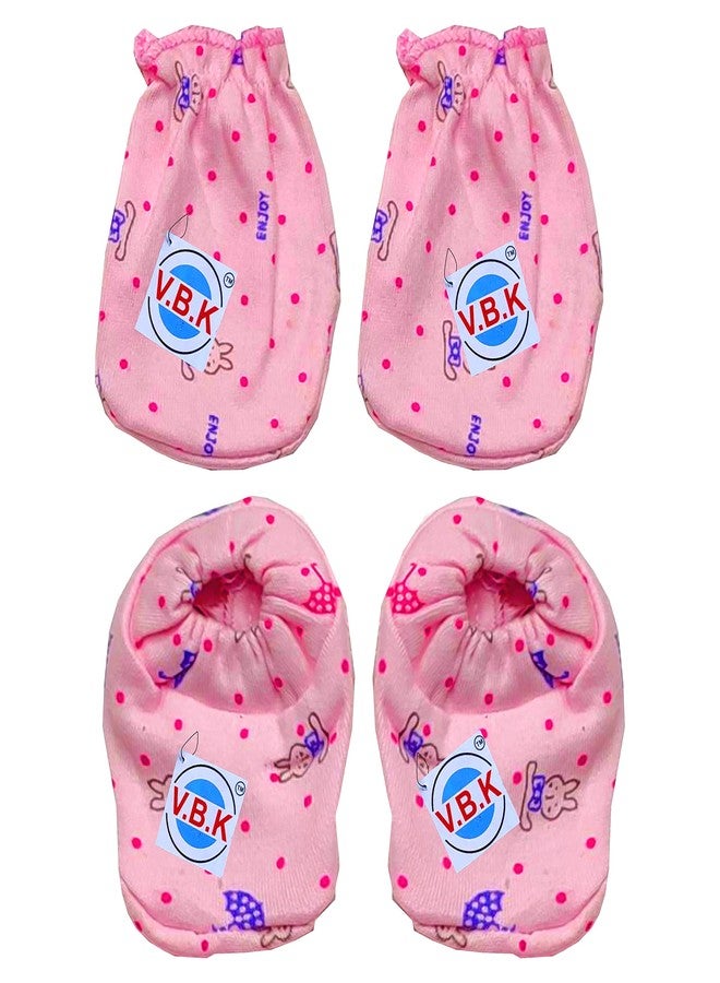 V.B.K® Baby Boys and Baby Girls Mittens Booties Combo Set With 4 Pair Of Hand Mittens and 4 Pair Of Leg Booties, Pure Hosiery Soft Fabric, 0 to 6 Months - Image 5