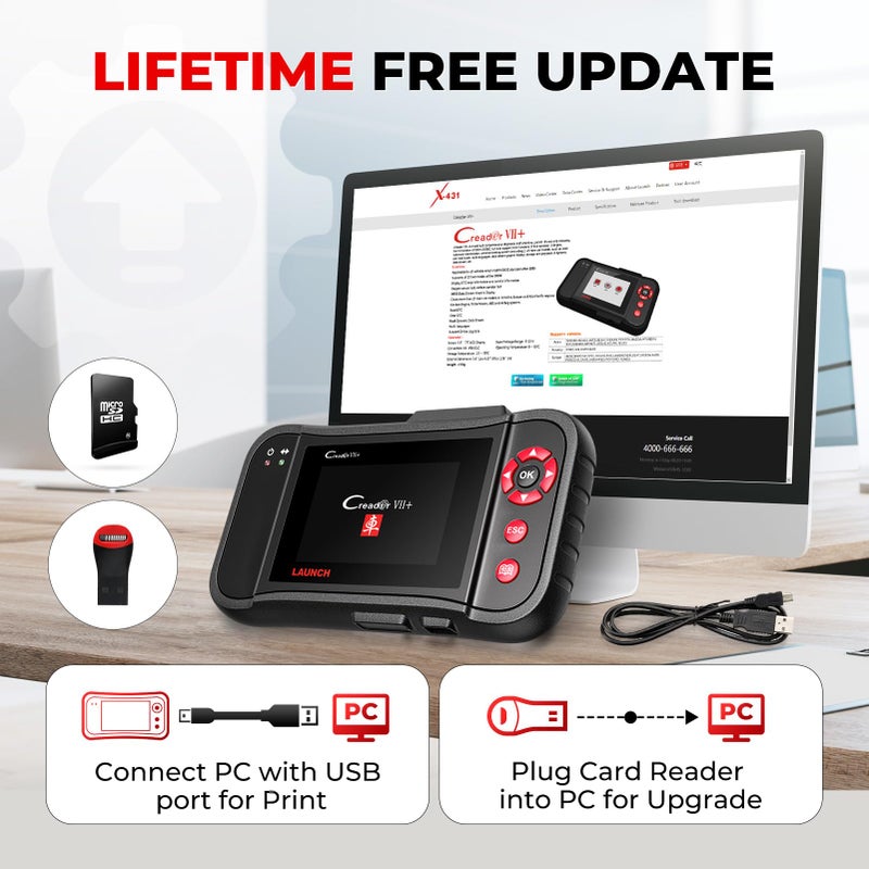 لانش قم بتشغيل Creader Vii + Obd2 Scanner Abs Srs Transmission وأداة المسح التشخيصي لقارئ رمز المحرك - Image 5