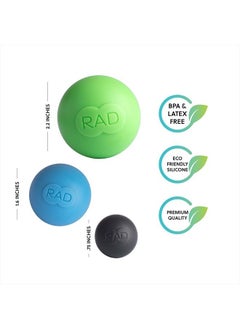 RAD Rounds/Set of 3 Massage Balls/Eco Friendly Silicone/for Jaw, Hands and Plantar Fasciitis Myofascial Release, Mobility and Recovery  - Image 2