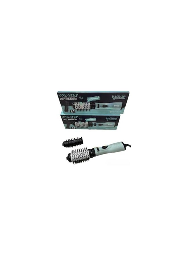 موهير فرشاة تجفيف الشعر الاحترافية الدوارة 2ف1 للنساء والفتيات بقوة 1200 واط، تجفف وتحافظ على رطوبة الشعر وتقلل وقت التصفيف. فرشه موهير MO-7153 ذات تصميم أنيق لسهولة الاستخدام في المنزل أو كمصفف شعر - Image 2