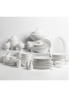 White Premium Porcelain Dinner Set for 6 People | Serving Utensils | Porcelain Plate Set | Porcelain Dinner Set (72 Pieces)