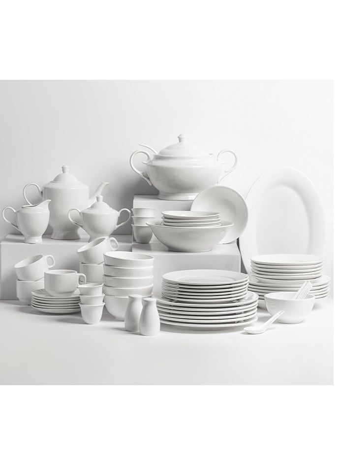 Bin-Shihoun-Abomar - White Premium Porcelain Dinner Set for 6 People | Serving Utensils | Porcelain Plate Set | Porcelain Dinner Set (72 Pieces) - Image 1