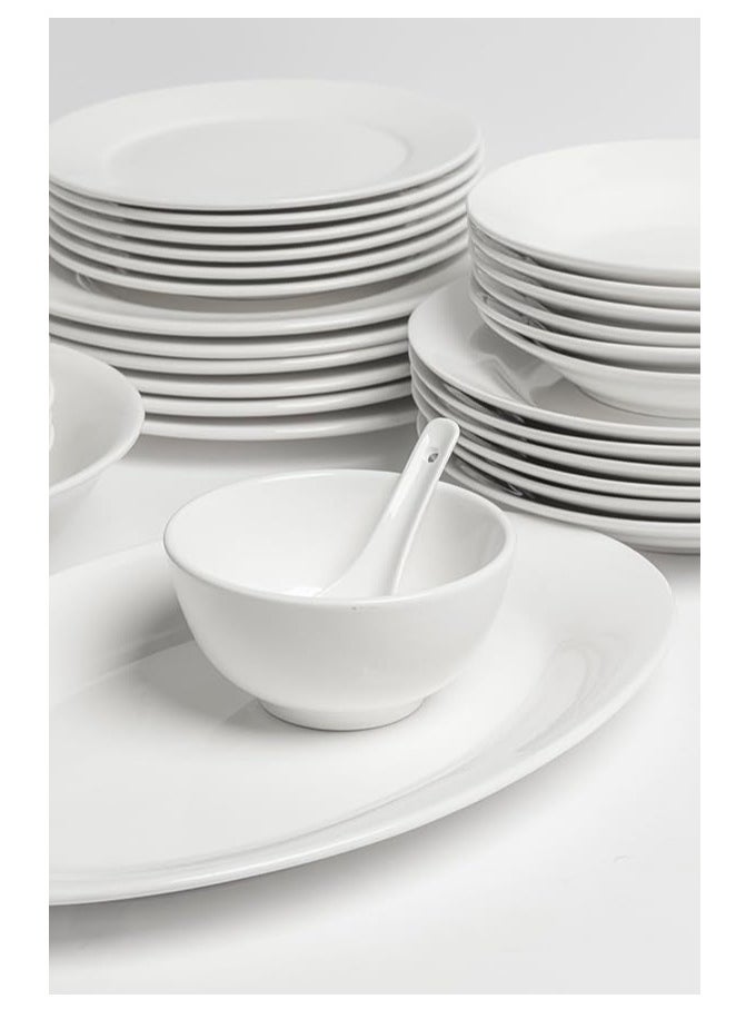 Bin-Shihoun-Abomar - White Premium Porcelain Dinner Set for 6 People | Serving Utensils | Porcelain Plate Set | Porcelain Dinner Set (72 Pieces) - Image 1