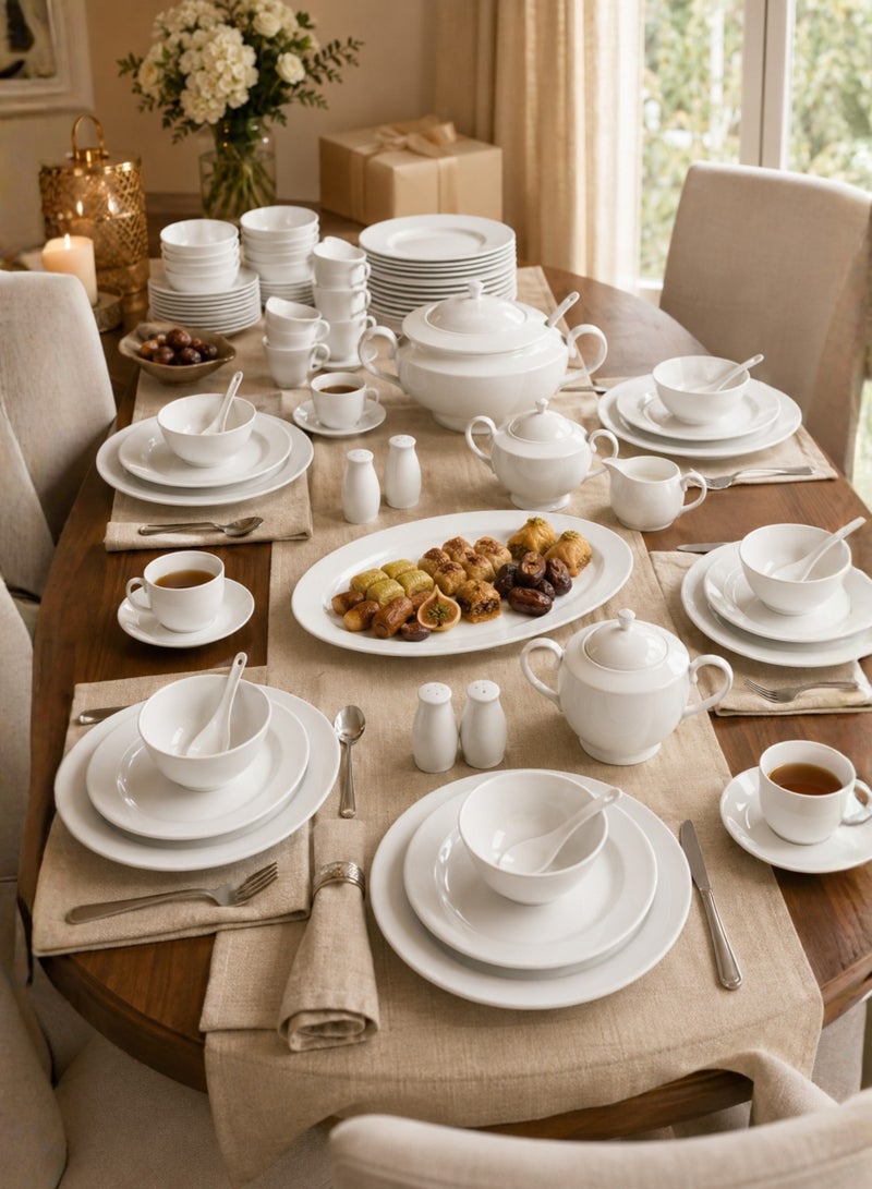 Bin-Shihoun-Abomar White Premium Porcelain Dinner Set for 6 People | Serving Utensils | Porcelain Plate Set | Porcelain Dinner Set (72 Pieces) - Image 5