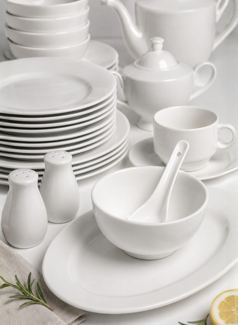 Bin-Shihoun-Abomar White Premium Porcelain Dinner Set for 6 People | Serving Utensils | Porcelain Plate Set | Porcelain Dinner Set (72 Pieces) - Image 4