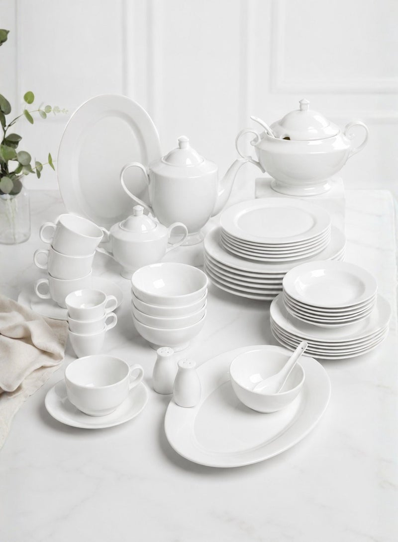 Bin-Shihoun-Abomar White Premium Porcelain Dinner Set for 6 People | Serving Utensils | Porcelain Plate Set | Porcelain Dinner Set (72 Pieces) - Image 2