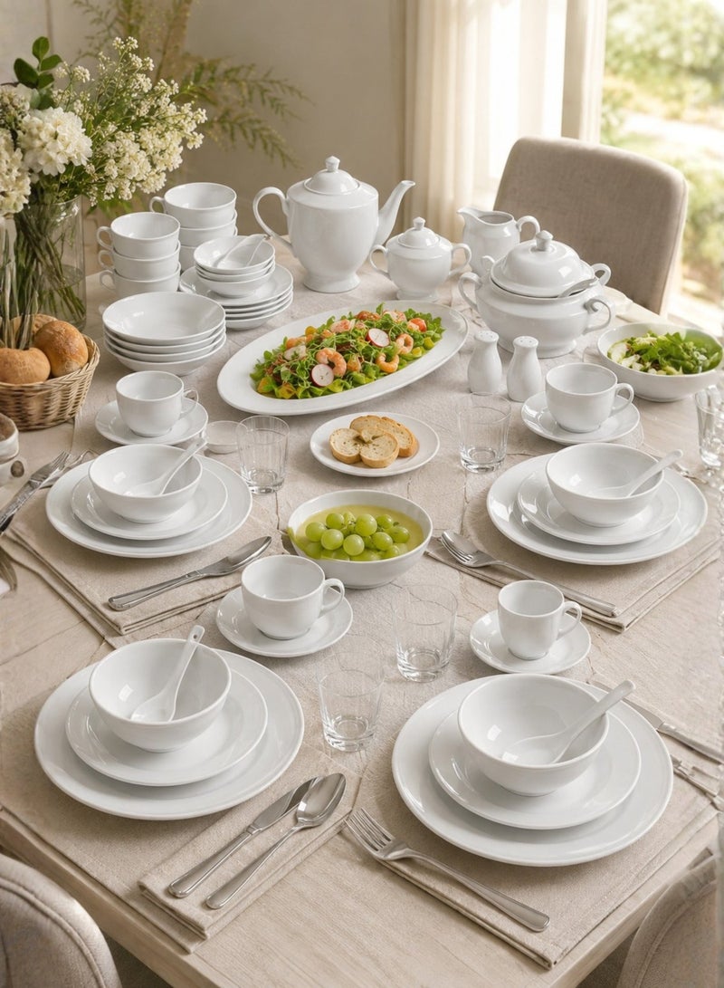 Bin-Shihoun-Abomar White Premium Porcelain Dinner Set for 6 People | Serving Utensils | Porcelain Plate Set | Porcelain Dinner Set (72 Pieces) - Image 3