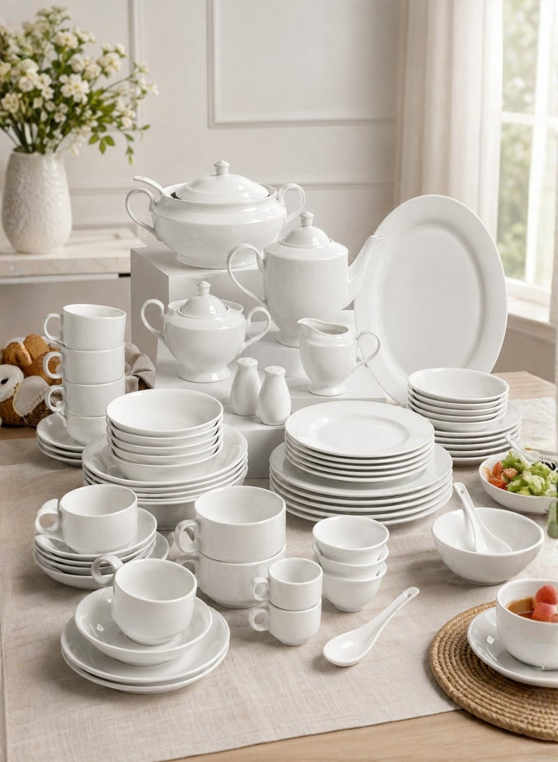 Bin-Shihoun-Abomar White Premium Porcelain Dinner Set for 6 People | Serving Utensils | Porcelain Plate Set | Porcelain Dinner Set (72 Pieces) - Image 1