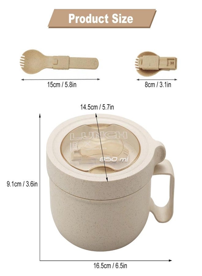 Rarapop Microwave ramen bowl, 28.74 ounce soup bowl, soup cup with lid, handle and fork, can be used for dishwasher (Beige) - Image 4